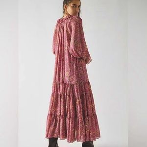 Free People Feeling Groovy Maxi Dress in Pink Flowy Viola Floral Print